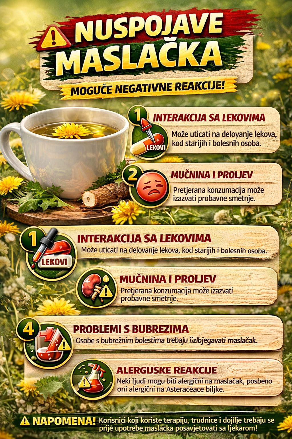 Maslačak - Nuspojave