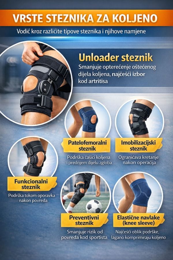 Vrste steznika za koljeno